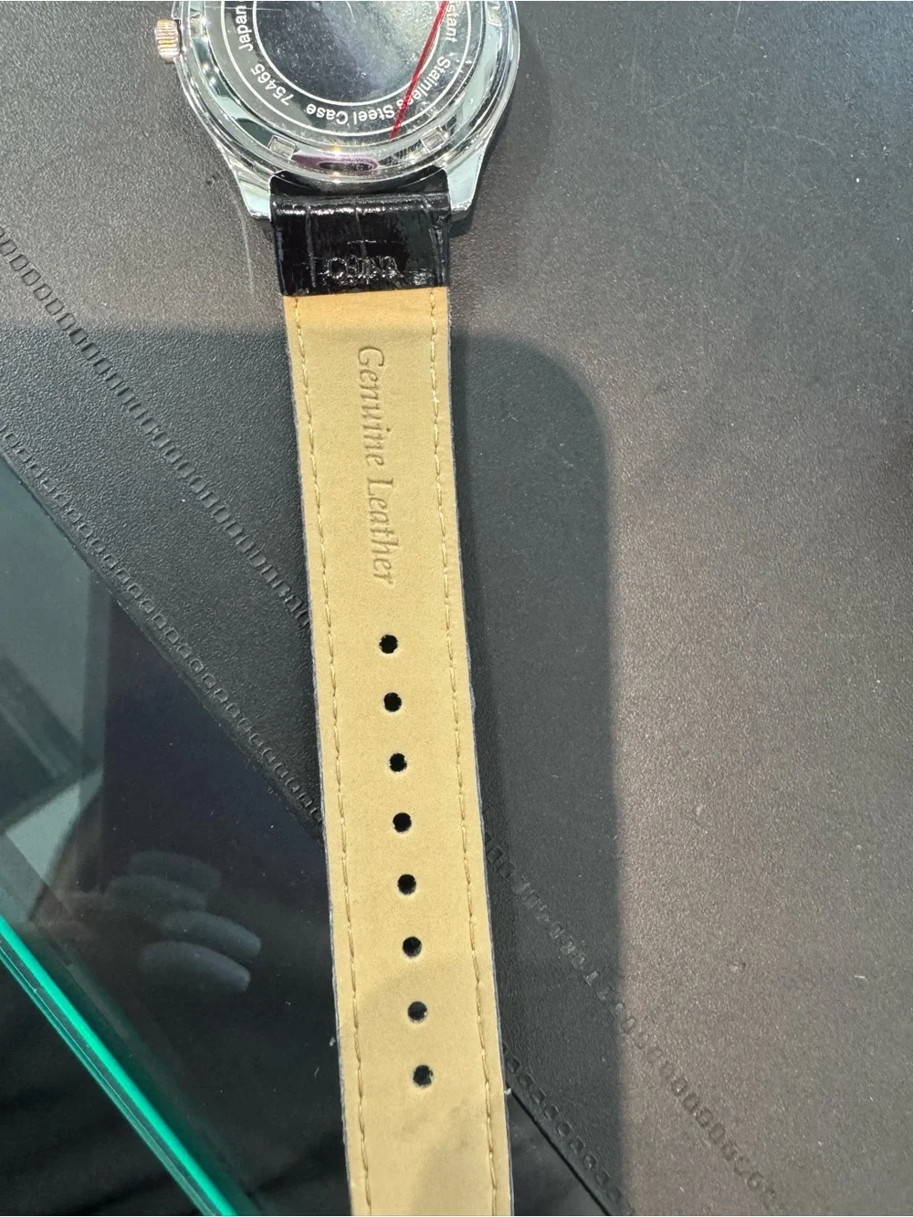 New Ecclissi Women's Green Dial Stainless Steel Watch with Black Leather Strap